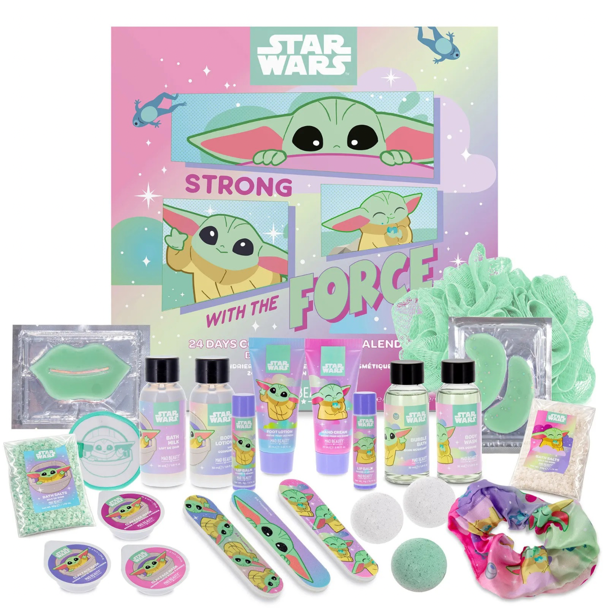 MAD Beauty Star Wars Grogu Galaxy 24 dienų vonios ir kūno advento kalendorius