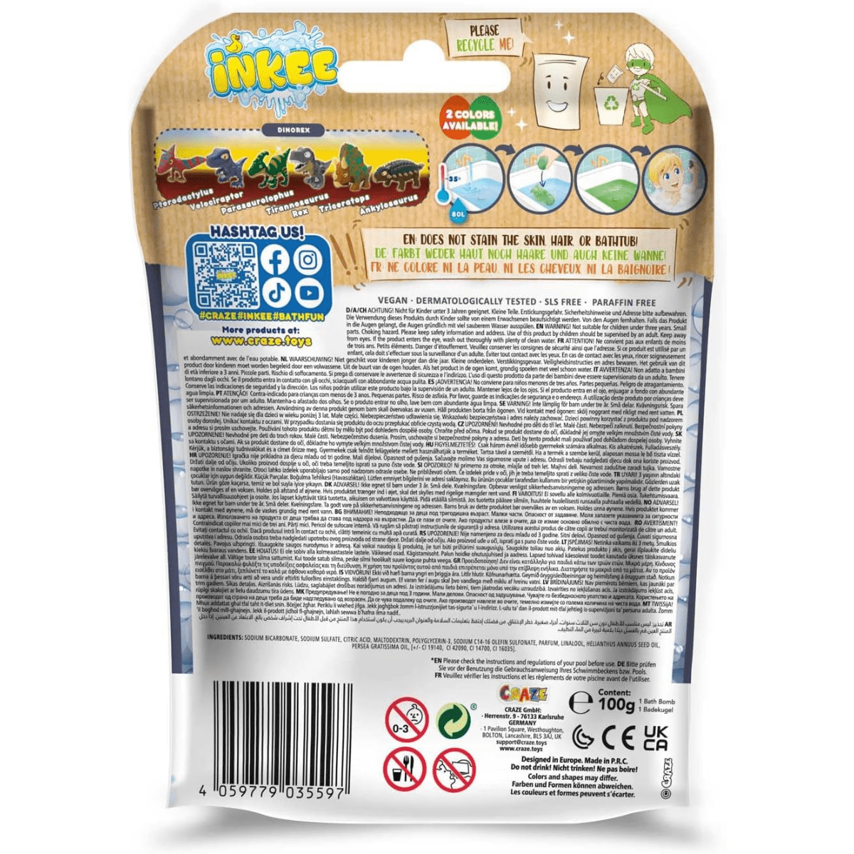 CRAZE Inkee Dinorex, bath bomb + toy - Lastenurk.com