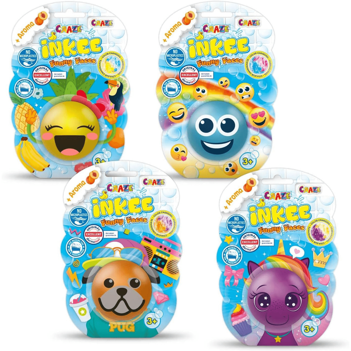 Craze Inkee Funny Faces bath bomb, 1 pc.