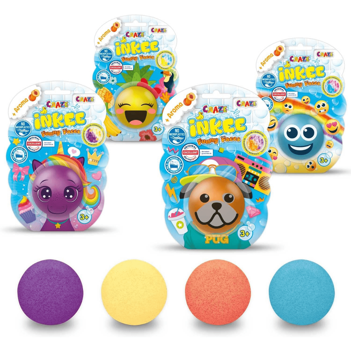 Craze Inkee Funny Faces bath bomb, 1 pc.