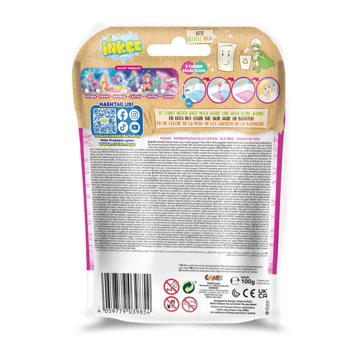 CRAZE Inkee Galupy Mermaid, vannipomm + mänguasi