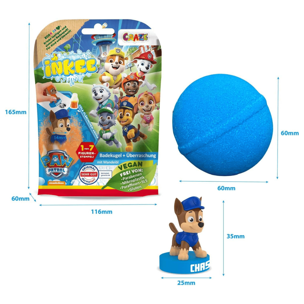 CRAZE Inkee Paw Patrol, vannipomm + mänguasi
