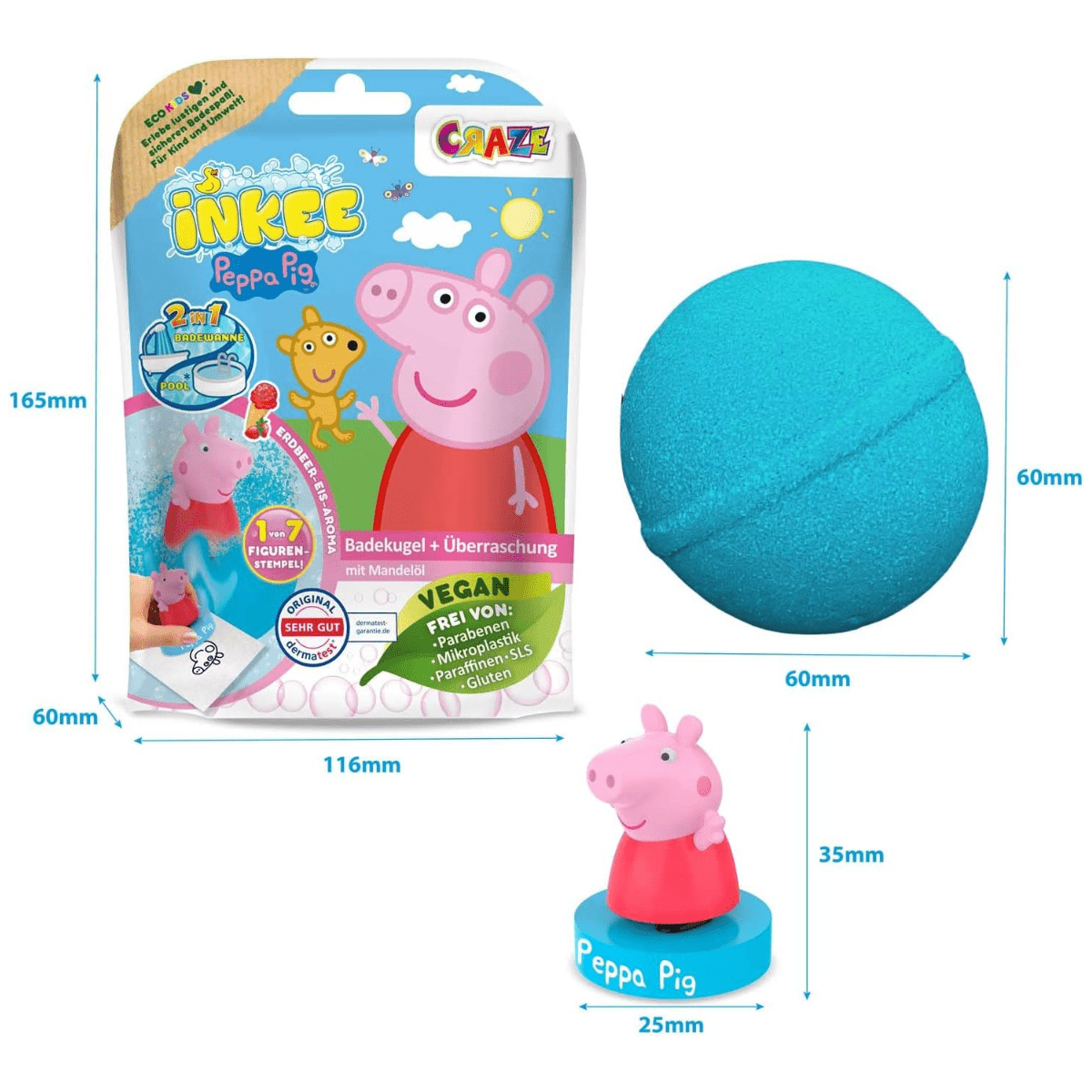 CRAZE Inkee Peppa Pig, bath bomb + toy - Lastenurk.com