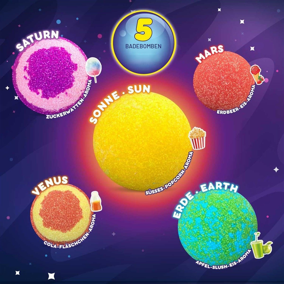 Бомбочки для ванны CRAZE Inkee Space planet, набор из 5 шт. - Lastenurk.com