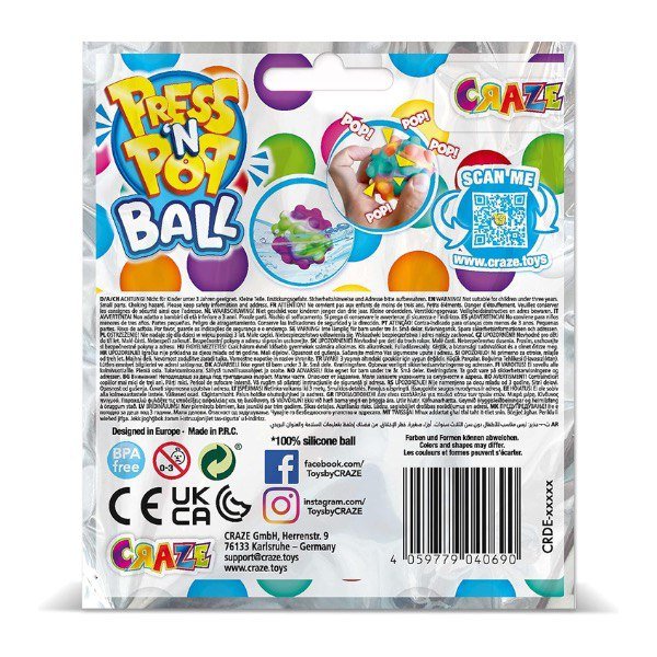 CRAZE Press'n'Pop anti - stress fidget ball - Lastenurk.com