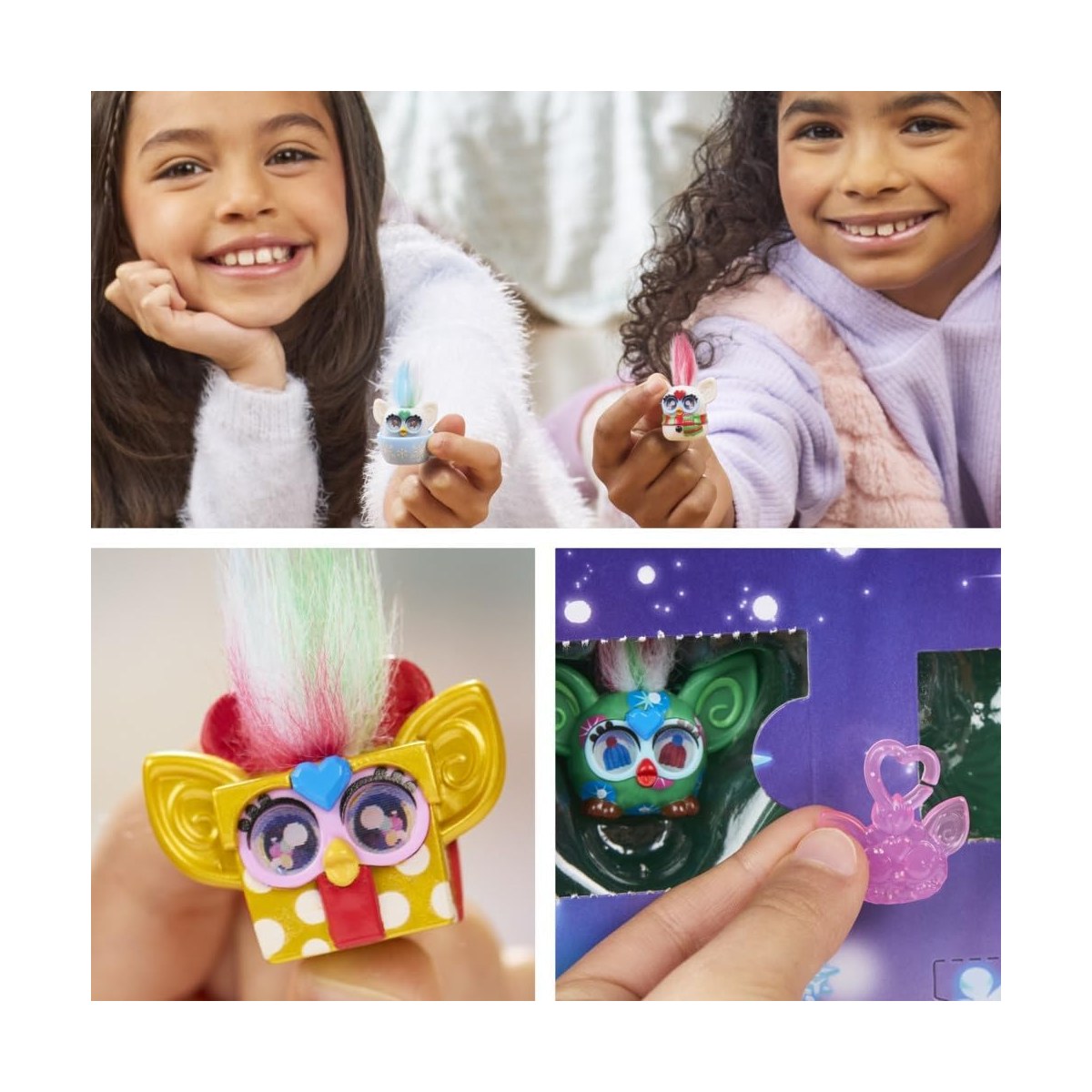 Furby Minis -hahmoja erilaisissa jouluasuissa