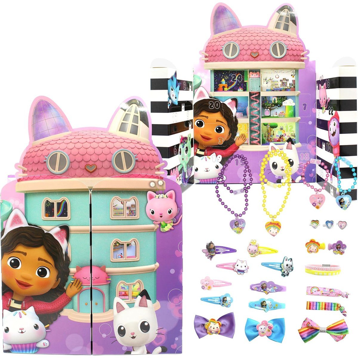 Gabby's Dollhouse -koru- ja hiusasusteiden adventtikalenteri 2026 - Lastenurk.com