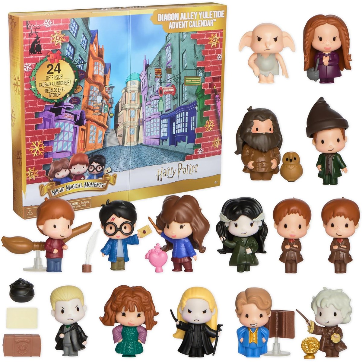 Harry Potter Diagon Alley advent calendar box with the figures in front