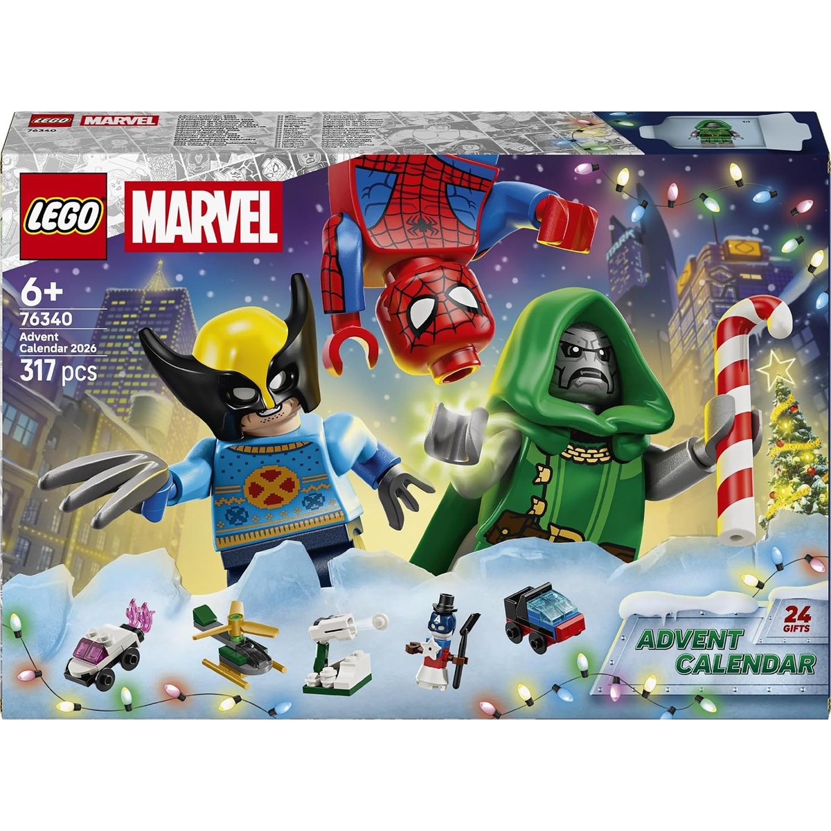 Front of the box, 24 doors and 317 pieces