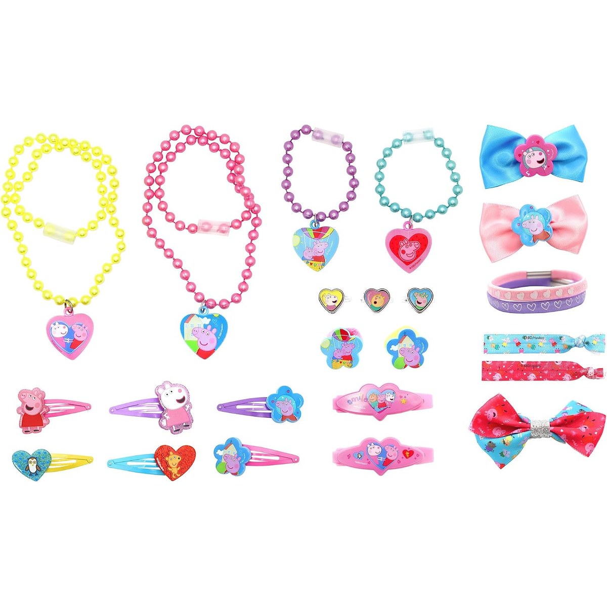 All the jewellery and hair accessories laid out