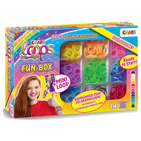 CRAZE LOOPS Creative Box a variety of colorful silicone loom bands, knotting boards to create friendship bracelets