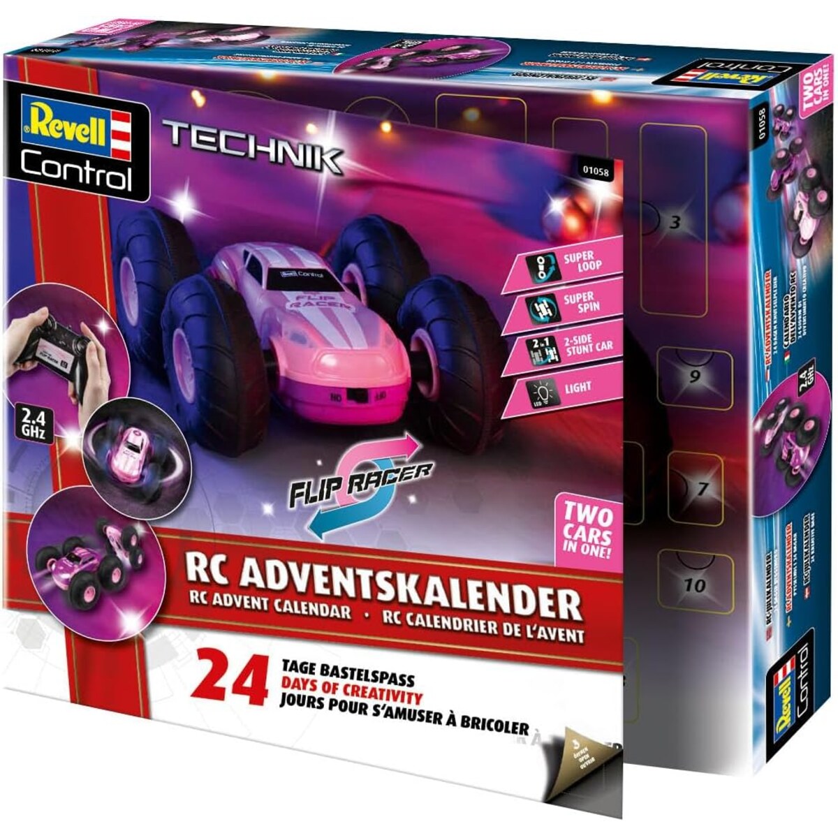 Revell RC Adventa kalendāra kaste skatā no leņķa