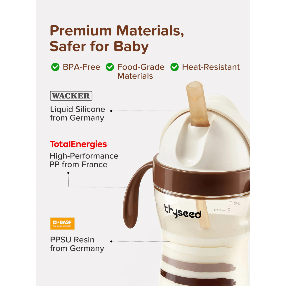 Thyseed детская поильная кружка со трубочкой, 300 мл